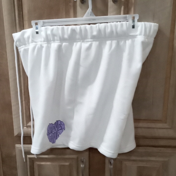 New Women's Plus Size Shorts W/ Elastic Tie String Waist (Forever Love message) - Picture 3 of 10